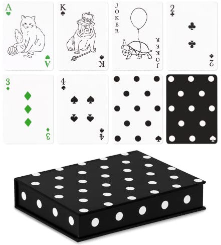 Kate Spade New York Spielkarten 2er Pack mit Spielkartenetui, Standard 54 Count Kartendeck, weiße und schwarze Spielkarten, Cabana Dots