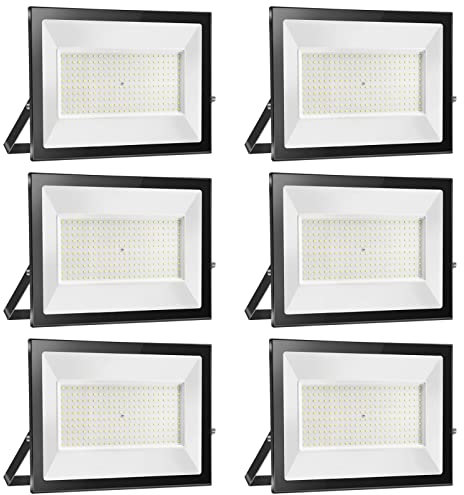 loyal 6er 200W LED Strahler Außen 20000LM, 6000K Kaltweiß LED Fluter Flutlicht, IP65 wasserdicht Industriestrahler, Superhell LED Scheiwerfer, LED Außenstrahler für Garten Garage Sportplatz