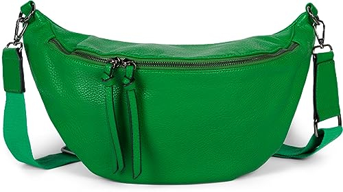 styleBREAKER Damen Halbmond Crossbody Schultertasche, abnehmbarer verstellbarer Schultergurt, Einfarbige Handtasche 02012386, Grün