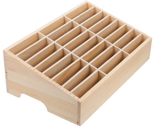 FAVOMOTO Aufbewahrung für Mobiltelefone – Box aus Holz, 24 Gitter für und Büro, Telefone mit 24 Halterungen