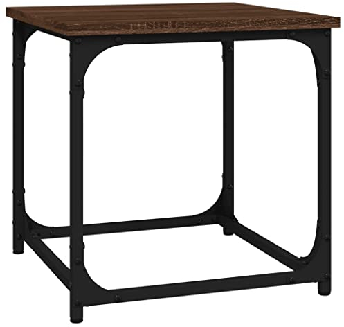 Beistelltisch stabiles Metallgestell Nachttisch Couchtisch Wohnzimmertisch Klein Sofatisch Kaffeetisch Telefontisch für Wohnzimmer Schlafzimmer, Braun Eichen-Optik 40x40x40 cm Holzwerkstoff
