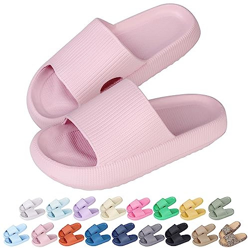 Hoomall Pantoufles Claquettes Femmes Hommes Ultra Doux Claquettes de Douche Antidérapante Confortable Chaussons Chaussures de Maison Piscine Plage Intérieur Slides Eté(Rose,38/39 EU)