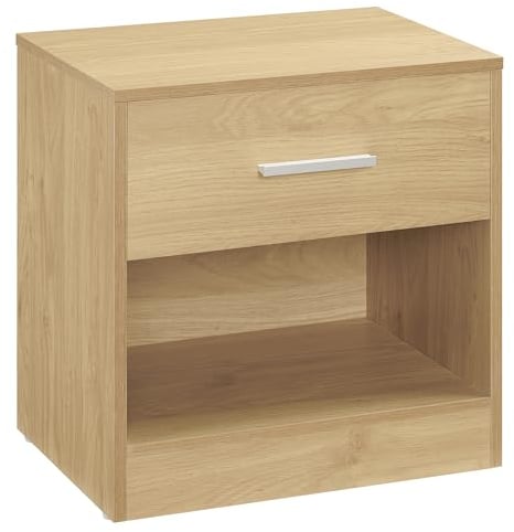 VASAGLE Nachttisch, Beistelltisch, mit Schublade, Griff, offenes Fach, Couchtisch, für Schlafzimmer, Wohnzimmer, strohgelb LET619Y70