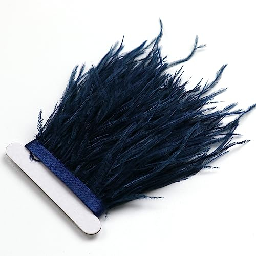 1 m Marineblau Straußenfedern, Fransen mit Satinband, für Kleider, Nähen, Basteln, Kostüme, Dekorationspackung