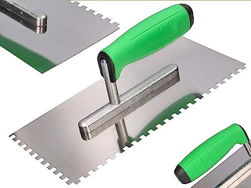 ToolSpace | Truelle de Dentée | pour Colle Carrelage, Plâtre, Enduit | Dents 6x6 mm | Crantée Outil de Tuile Qualité Supérieure | Taloche a Dents Lisser en INOX | Durable, Universelle | Made in EU