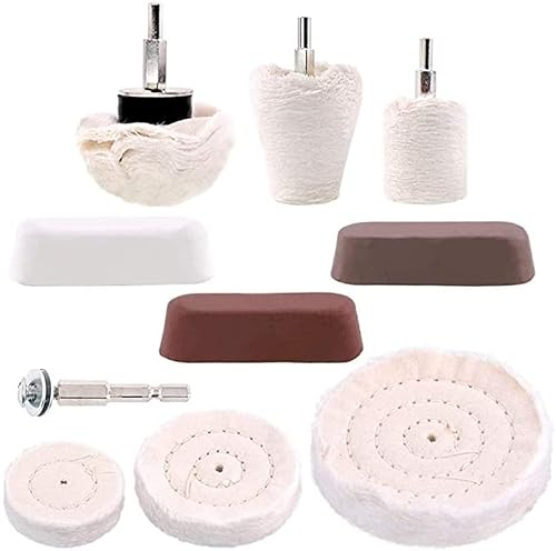 Polierscheibe Bohrmaschine, 10 Stück Polieraufsatz Akkuschrauber mit Polierkegel Polier Wheel Polishing Buffing Pad für Oberflächen aus Edelstahl, Alu,Metall, Keramik, Glas, Kunststoff etc
