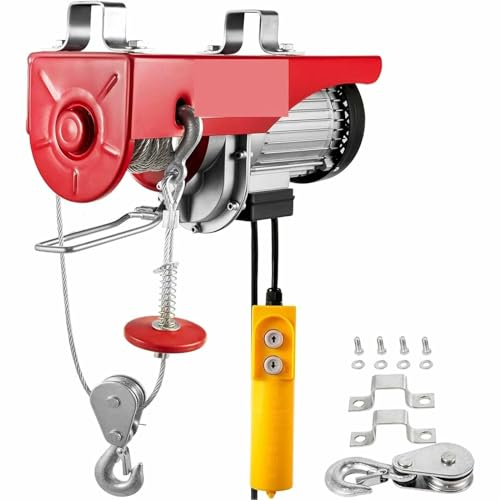 PixCy Elektrische Seilwinde Seilhebezug,110v/220v Seilzug Motorwinde Flaschenzug Hebezug Seilhebezug Kettenzug Seilhebezug Elektrisch Mit Kabel-Fernbedienung,100KG*12M-220V
