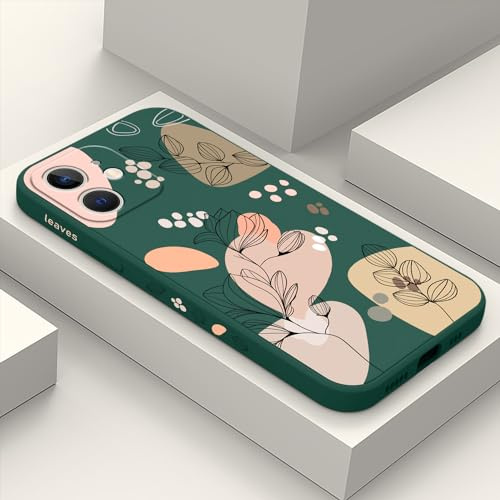 LEECG für iPhone 12 Mini Hülle Blumenmuster Design Anti Kratzer Weiches Silikon Handyhülle iPhone 12 Mini 5,4 Zoll-Morandi Grün