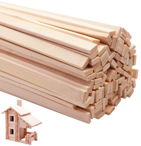 VIDETOL 200 Pièces Tasseau Bois, 300 x 9 x 3 mm Batonnet en Bois, Baguette Bois pour Travaux Manuels, Travaux Manuels, Sculpture et Projets de Bricolage