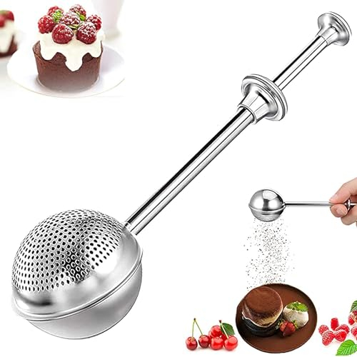 Sucrier en poudre en acier inoxydable - Baguette à saupoudrer - Filtre à farine - Tamis à farine - Ressort avec poignée - Cuillère à farine et sucre - Outils de cuisine pour farine et épices (1 pièce)