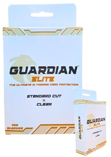 Guardian Elite | 100 Premium Trading Card Sleeves | 100 Microns | Standard Cut/66mm X 91mm | Acid/PVC Free | Clear | Magic The Gathering, Lorcana, Flesh and Blood, One Piece, Keyforge & More!