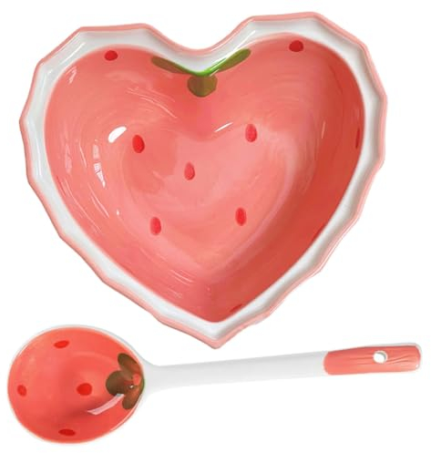 Set di Cucchiai per Ciotola di Fragole in Ceramica Stoviglie Multifunzione Resistenti all'Usura per Alimenti
