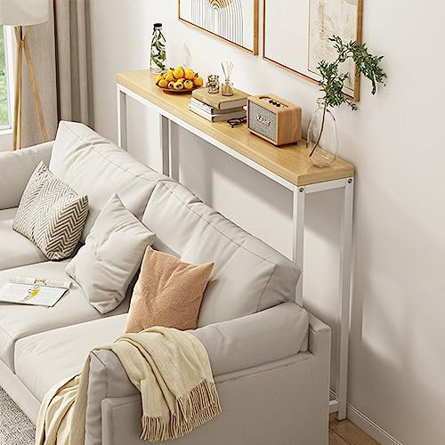 HYIWSIJT Console Table,Console Table,Wood and Metal Console Table,Industrial Sofa Table with Storage Shelvesway(White 100x15x80cm)