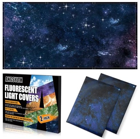 ANGSYLTH 2 Pcs Fluorescent Light Covers - Magnetic Light Filters for Classroom, Office, Hospitals, Home. 4x2 Feet, available for ceiling lights.