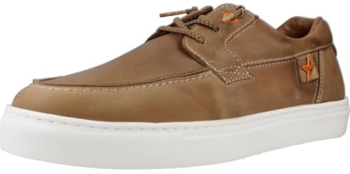 Cetti - Mocasín náutico de Piel,cordón elástico,Suela Blanca de Goma,Plantilla de Piel Extraible,Casual, para: Hombre Color: Cuero Talla:41