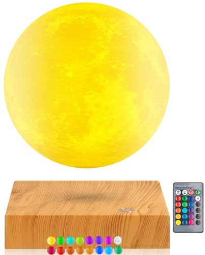 Vnemofey Schwebende Mondlampe, 16 Farben Magnetische schwebende Mondlampe, 3D-Drehung & Helligkeit einstellbar, Geschenke für Kinder Freunde, Coole Gadgets