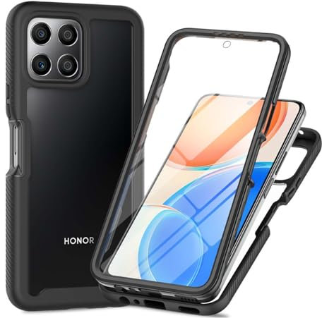 GOKEN Funda para Honor 70 Lite/Honor X6 / Honor X8 5G, Protección 360 Grados, Protector de Pantalla, Carcasa Antigolpes con Bumper de Silicona Suave y Trasera Transparente de PC, Armor -Negro
