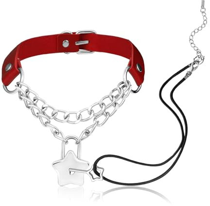 MILAKOO Lock & Key Charms Choker for Women Star Pendant Padlock Collar Choker Punk Chains Necklace