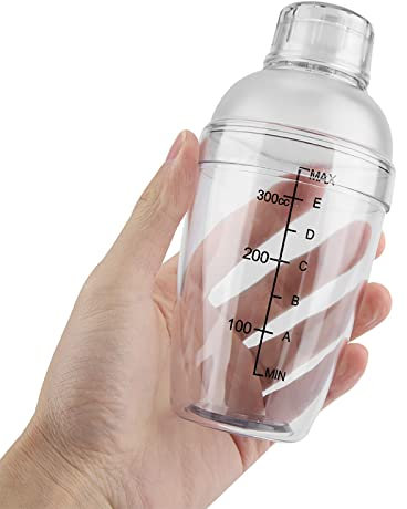 Shaker per Cocktail, Mini Shaker per Cocktail Shaker per Bar in Resina Trasparente Anti-perdita con Bilancia per Bar, Pub, Club (300ML)