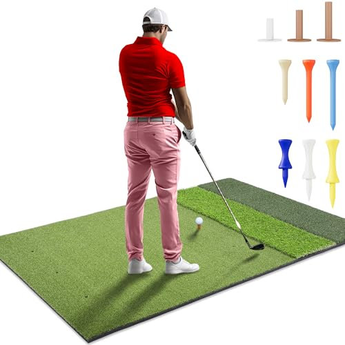 TriZone Pro - 6x4ft Premium Golf Mat | Tri Turf Golf Hitting Mat | Golf Mats Practice Indoor, Outdoor, with Simulator | Thick Base | Extra Large Size | Durable Golf Practice Mat with Tees