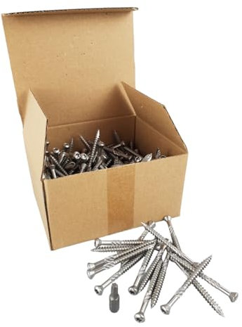 200x Terrassenschrauben M5x70 Edelstahl A2 / V2A mit Fräsrippen, Schneidspitze und mit einem Torx Bit TX25