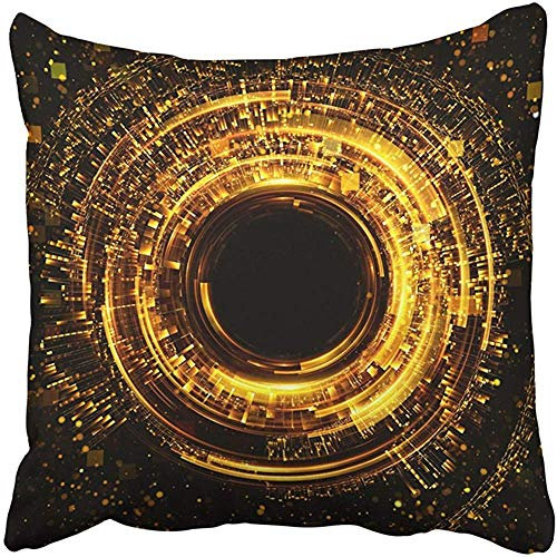 Kissenbezüge 45x45cm, Abstrakte Leuchtende Wirbelnde Elegante Leuchtende Kreis Big Data Cloud Licht Ring Funken Kopfkissenbezug Moderne Stuhlmöbel Quadrat Kissenhülle