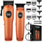 Oneyus 2 in 1 Profi Haarschneidemaschine Set, Clipper Haarschneider Herren Kabelloses, Barttrimmer Haartrimmer LED Anzeige Langhaarschneider mit 9 Führungskämmen Präzisionstrimmer Set - orange