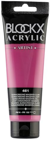 Blockx 60461BXC Acrylic Fine Opaque and Satin - Quinacridone light magenta PW 6/PR 122-120ml - Luxury Paint - Creative, Designing, Painting, Arts and Crafts