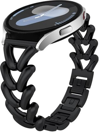 KeHowy 20mm Metall Armband für Samsung Galaxy Watch 7/6/5/4 40,44mm/Watch 6 Classic 43,47mm/Watch 5 Pro 45mm/Watch 4 Classic 42,46mm, Damen Edelstahl Ersatzarmband für Galaxy Watch 42mm - Schwarz