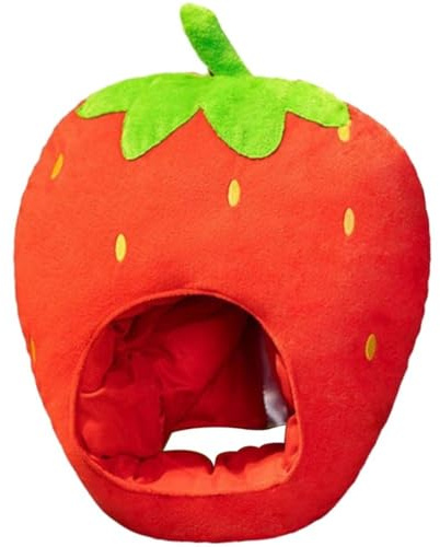 Ericetion Niedliche Erdbeer-Kopfbedeckung, Performance-Requisite, Neuheit, Lustige Kopfbedeckung, Obst-Kopfbedeckung, Cartoon-Cosplay-Kopfbedeckung, Partyzubehör