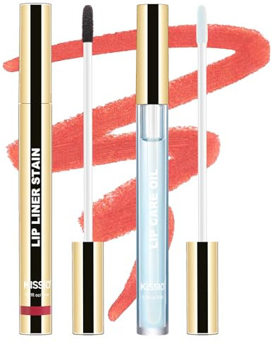 KISSIO Lip Liner Stain,Peel Off Lip Liner and Lip Care Oil,Transfer Proof,Long Lasting and Waterproof Lip Tint,Matte Finish,Lip Combo,07 Berry