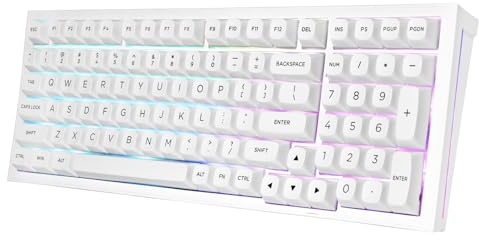 Redragon K723 Clavier de jeu mécanique sans fil crémeux, commutateurs linéaires pré-lubrifiés remplaçables à chaud, structure d'étanchéité, trimode BT5.0/2,4 GHz/USB-C, rétroéclairage RVB