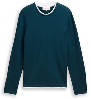 TOM TAILOR Denim Herren 1049409 2-in-1 Strickpullover aus Baumwolle