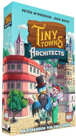 Alderac Entertainment Group | Tiny Towns Architects Board Game in English for All Family | Strategic Competitive Game for 1-6 Players | Adds 30 New Buildings and Monuments