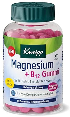 Kneipp Magnesium + B12 Gummies - Citratqualität - Für Muskeln, Energie und Nerven - vegan - 60 Stück