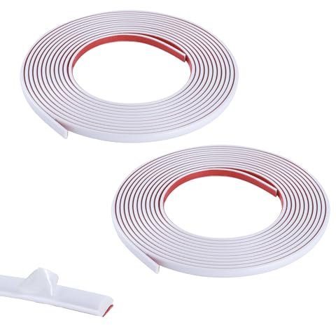 10M(5M*2 Rolls) Matte White Flexible Moulding Trim,Self-Adhesive Decorative Edging Strip for Tile, Wall, Mirror, Ceiling, Floor, Panel, Cabinet,Peel and Stick PVC Mirrior Frame Trim,8MM