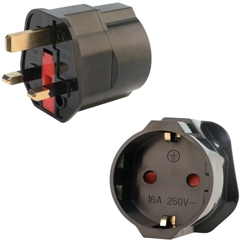 2 Stück Reiseadapter UK, Adapter England Deutschland Stecker, Steckdosenadapter England, UK adapter, Reiseadapter Typ G Geeignet für England für EU zu England/Schottland/Irland/Dubai/Maldives(Schwarz)