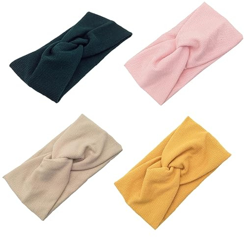 OATIPHO 4pcs Cotton Twine Headband Elastic Cross Knot Yoga Hair Wrap for Women Hair Accessories for Yoga and Daily Wear Blackish Ginger Other Options