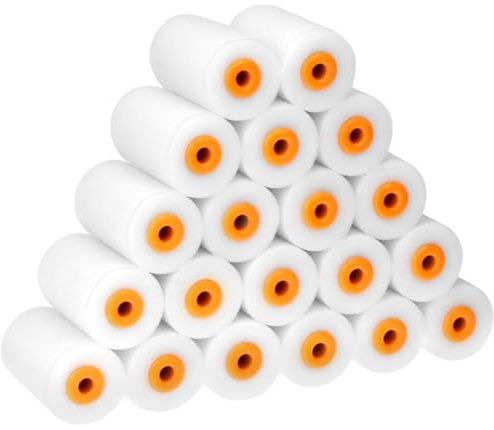 QWORK® 10x Mini Rouleaux de Peinture en Mousse 55 mm - Idéal pour Meubles et Rénovation, Peintures et Vernis Compatibles