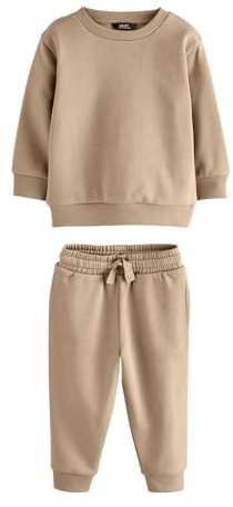 NEXT Jungen Sweatshirt und Jogginghose im einfarbigen Set Stein numeric_68-numeric_74