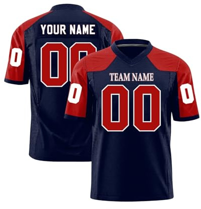 WEOPLKIN Maglietta T-Shirt Uomo Sportiva Personalizzata con Nome Numero, Magliette da Football Americano per Uomo/Donna/Bambini rosso