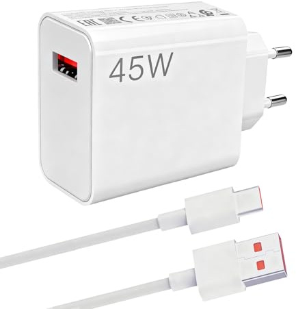 45W Chargeur Rapide USB, avec 6A Câble USB C avec Câble USB C 1M | pour Note 14 5G / 14 Pro / 13 / 12S / 12 / 15C / 15 4G / 14C / 13C / 10/9 Pro / A3 / POCO X7 / M6 / M4 / Pad