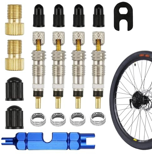 18-Teiliges Französisches Ventil, Ventilschlüssel,Fahrradventil Für Fahrradventileinsatz Französische Ventilschraube Ventilschlüssel Ventilschutzkappen Fahrradzubehör Für Fahrräder Und Mountainbikes