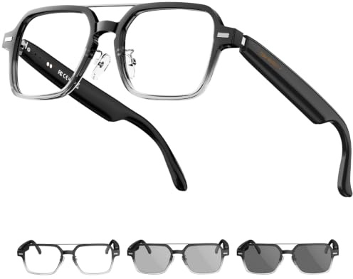 Giwbeiv Smart Brille für Männer & Frauen, Aviator Bluetooth Brille 165 Sprachen Übersetzung mit Photochromic Linse, KI-Brille für Meetinganalyse, Musik, Freisprechanrufe, UV & Blaulichtschutz