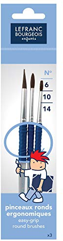 Lefranc Bourgeois - Pinceaux ergonomiques Grippy plat - Lot de 3 tailles : 6/10/14