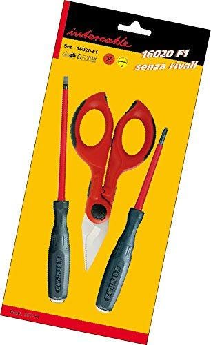 Intercable Set-F1 16020 Futur 2 Composto da Forbice Spella/Tranciacavi/Giravite, Blisterato