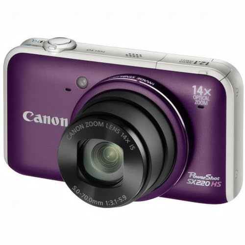 Canon PowerShot SX220 HS Digitalkamera (12 MP, 14-fach opt. Zoom, 7,6cm (3 Zoll) Display, Full HD, bildstabilisiert) purpur