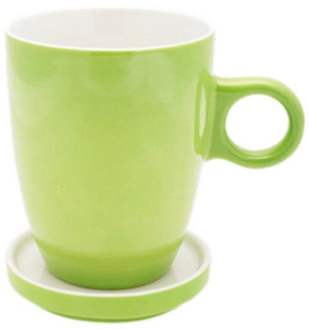 Pickwick Tea Taza de Porcelana + Té Tip, Té, Vidrio, Bajoplatos, 230 ml, Verde