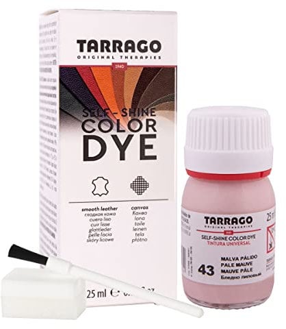 Colori e Tinture per Scarpe o Borse 25 ml | Pelle Naturale e Sintetica | Con Pennello e Spugna Applicatore ((43) Viola Chiaro)