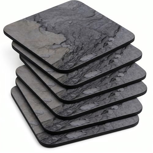 Pimpernel Set of 6 Slate Coasters - Drink Coasters with Heat Resistance and Stain Protection, Midnight Slate Design, Suitable for Tea, Coffee, and Everyday Use, 10.5 x 10.5cm